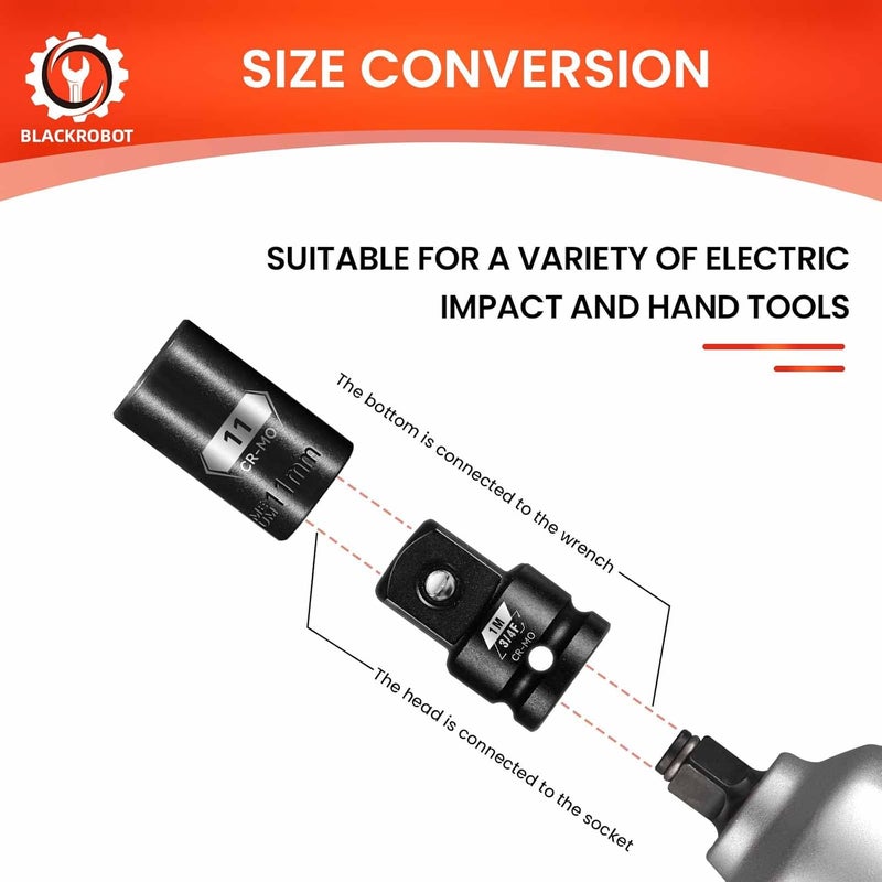 BLACKROBOT 3/4”F To 1”M Impact Socket Adapter, Cr-Mo Steel Exceeds ANSI Standards, Square Drive Reducer for Impact Driver Wrench - Image 5